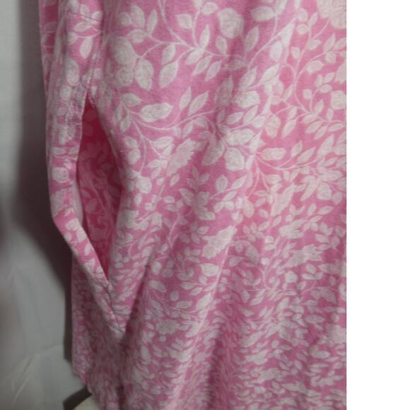 Aria Collection Cotton Nightgown 2X Pink White Flowers Plus Size Short Sleeves - Picture 4 of 7